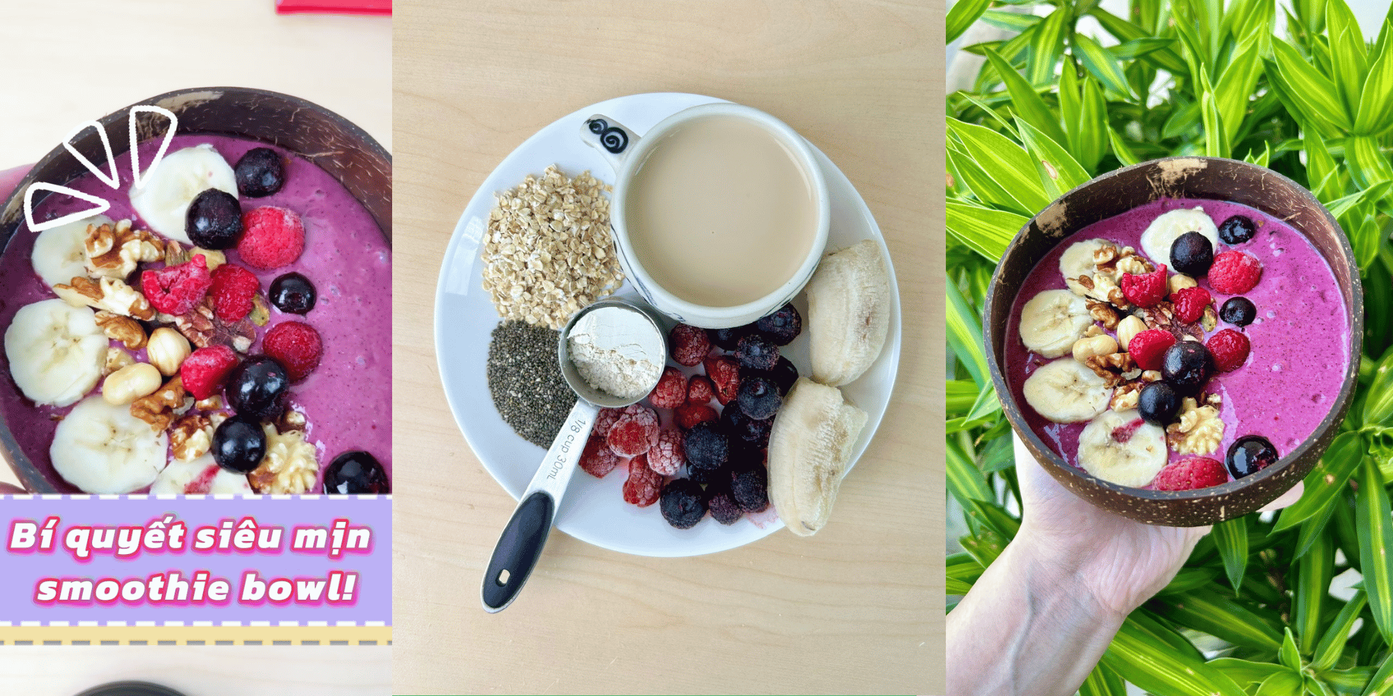 Smoothie Bowl Dâu Phúc Bồn Tử Việt Quất (~350 kcal)