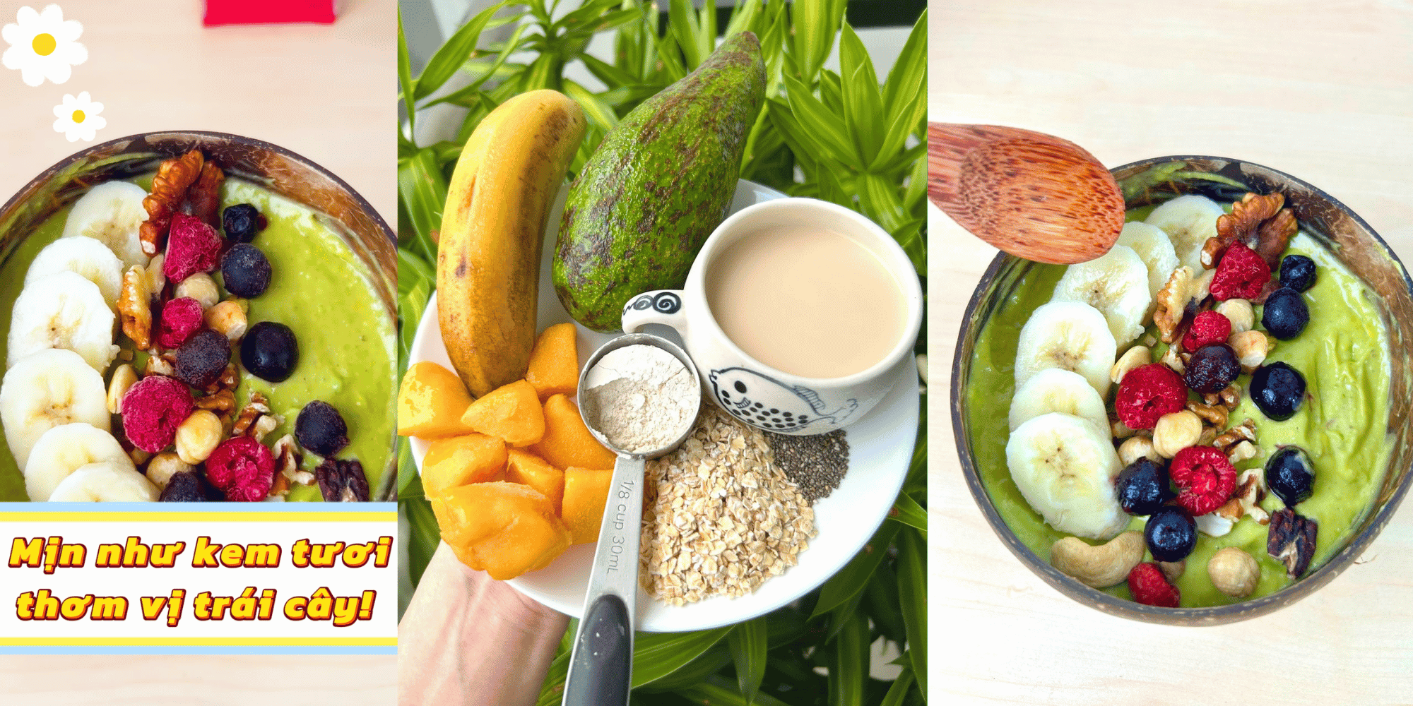 Smoothie Bowl Bơ Xoài Chuối (~350 kcal)
