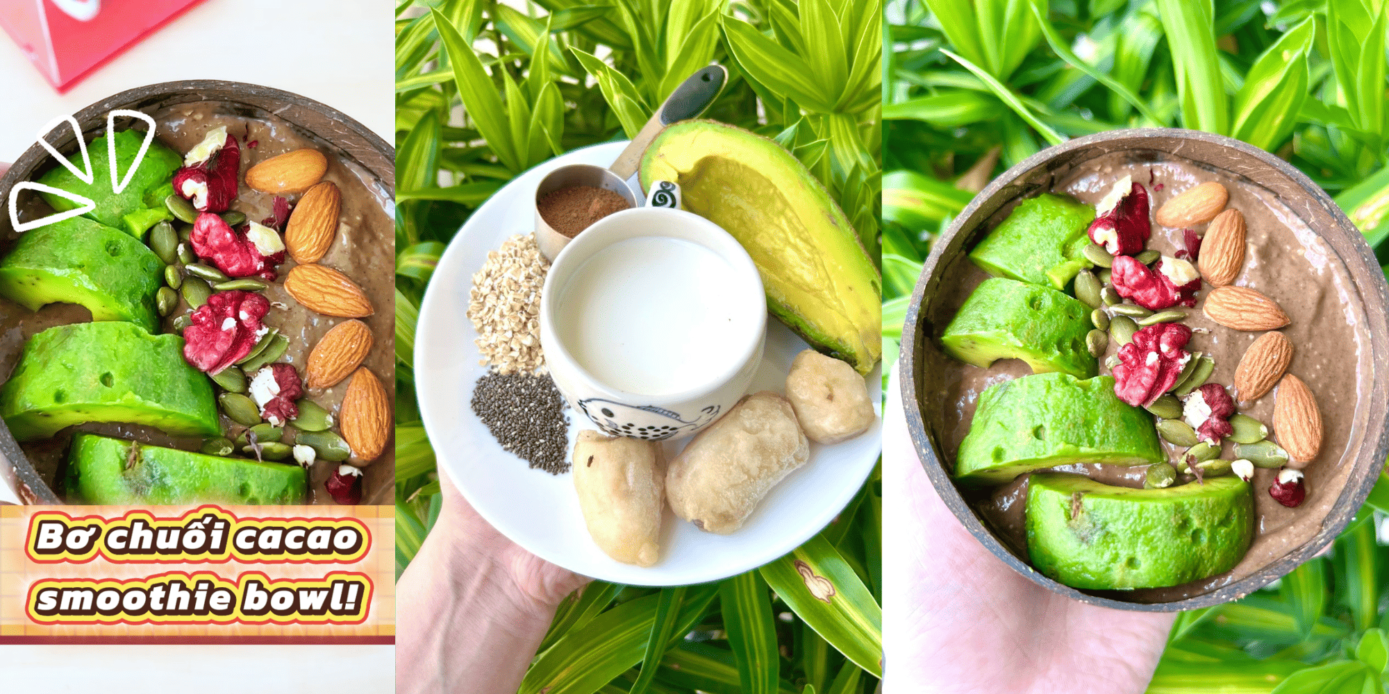 Smoothie Bowl Chuối Cacao (~340 kcal)