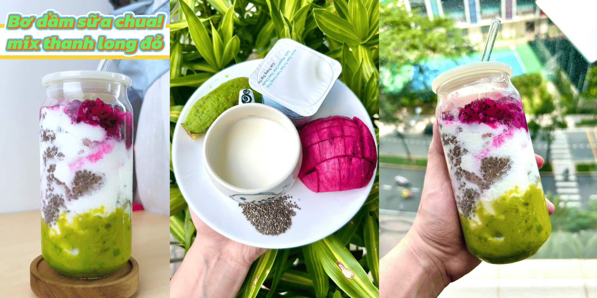 Bơ Dầm Sữa Chua Mix Thanh Long Đỏ (~336 kcal)