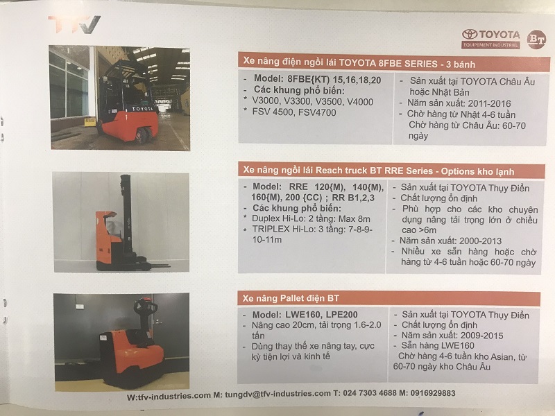 Catalogue xe nâng hàng TFV