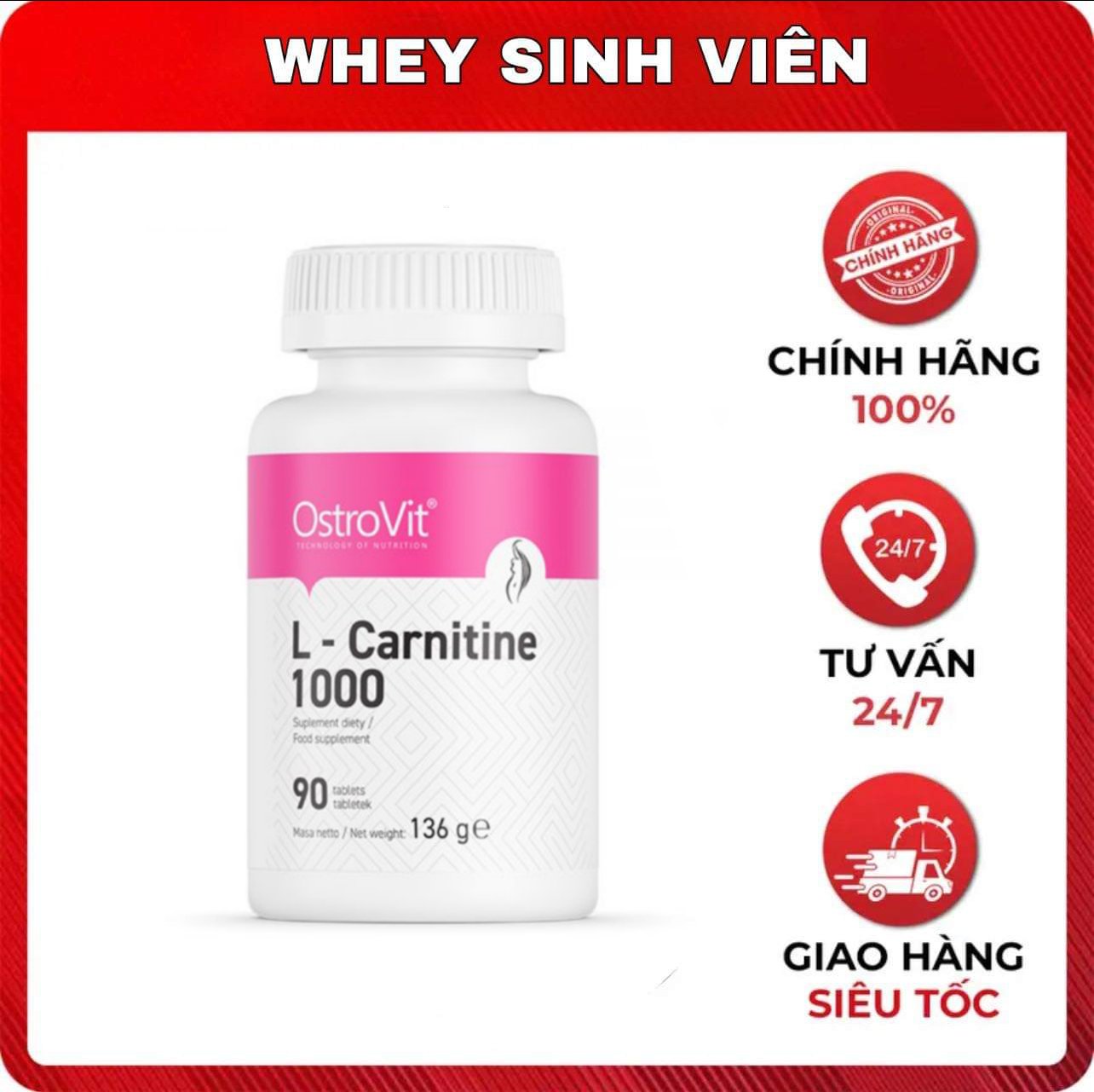 OSTROVIT L-CARNITINE 1000 (90 VIN) | wheysinhvien OSTROVIT L-CARNITINE 1000 (90 VIN) | wheysinhvien