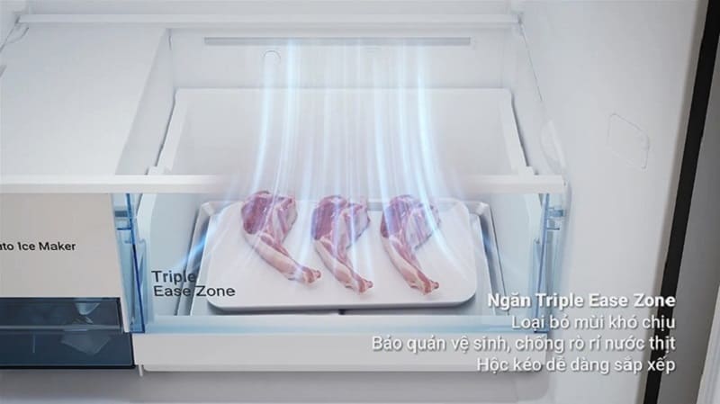 Tủ Lạnh HRTN6443SAMGWVN - Ngăn Triple Ease Zone - chuyên biệt cho thịt cá tươi sống
