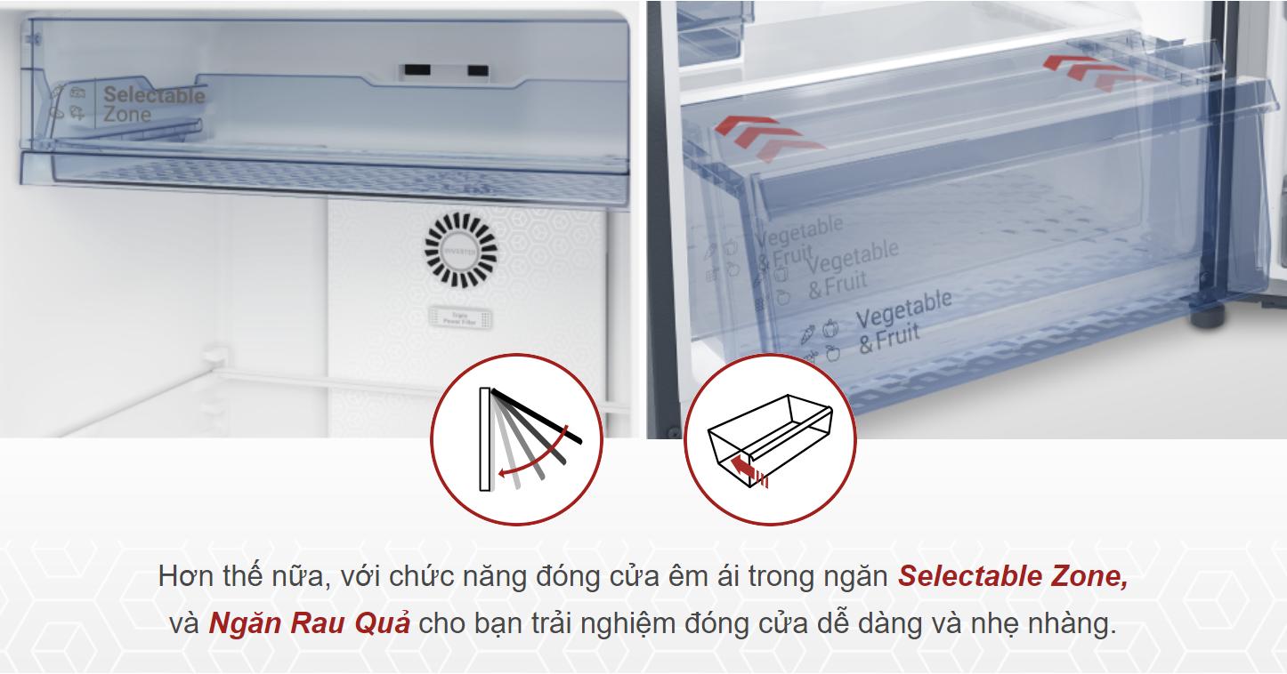 Tủ lạnh Hitachi 2 cánh ngăn đông trên Inverter 409 lít HRTN6443SGBKVN