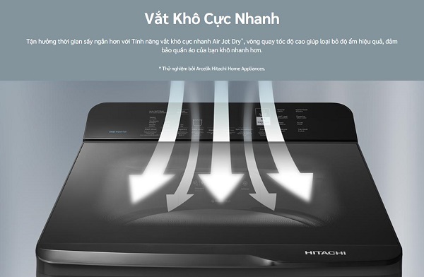 vắt khô cực nhanh Máy giặt lồng đứng Hitachi Inverter 13.5 kg LTL H3MVJWT, model mới nhất giá tốt