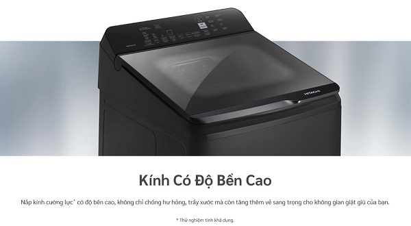 Nắp kính độ bền cao -Máy giặt lồng đứng Hitachi Inverter 13.5 kg LTL H3MVJWT, model mới nhất giá tốt
