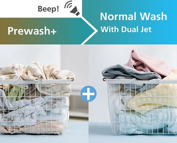 Chế độ Prewash+ - Máy giặt lồng đứng Hitachi Inverter 20kg SF-200ZHV GG chính hãng, giá tốt