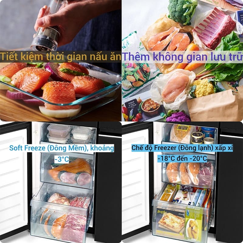 Tủ lạnh Hitachi inverter 645L 4 cánh ngăn đông dưới R-WB700PGV4 (GBK) chính hãng, model mới 2025
