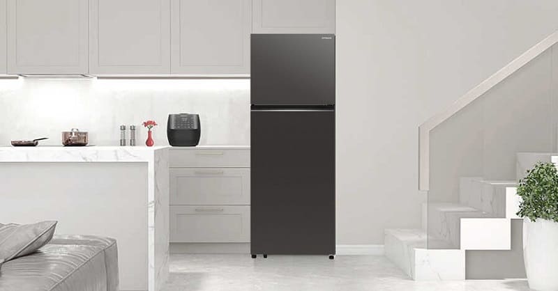 Tủ Lạnh Hitachi 2 Cánh Ngăn Đông Trên 374 lít HRTN6408SAGMGVN màu kính đen, đá tự động - Thiết kế hiện đại sang trọng