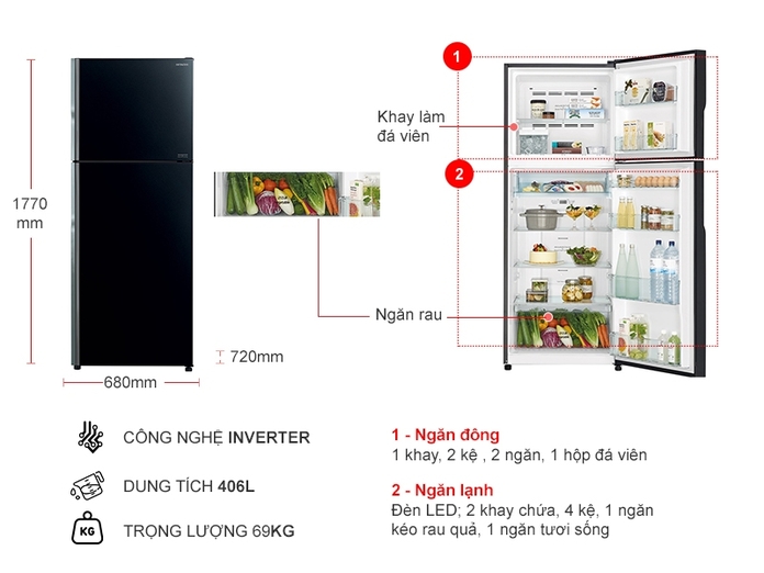 Mua tủ lạnh Hitachi inverter có cấp đông mềm dưới 15 triệu