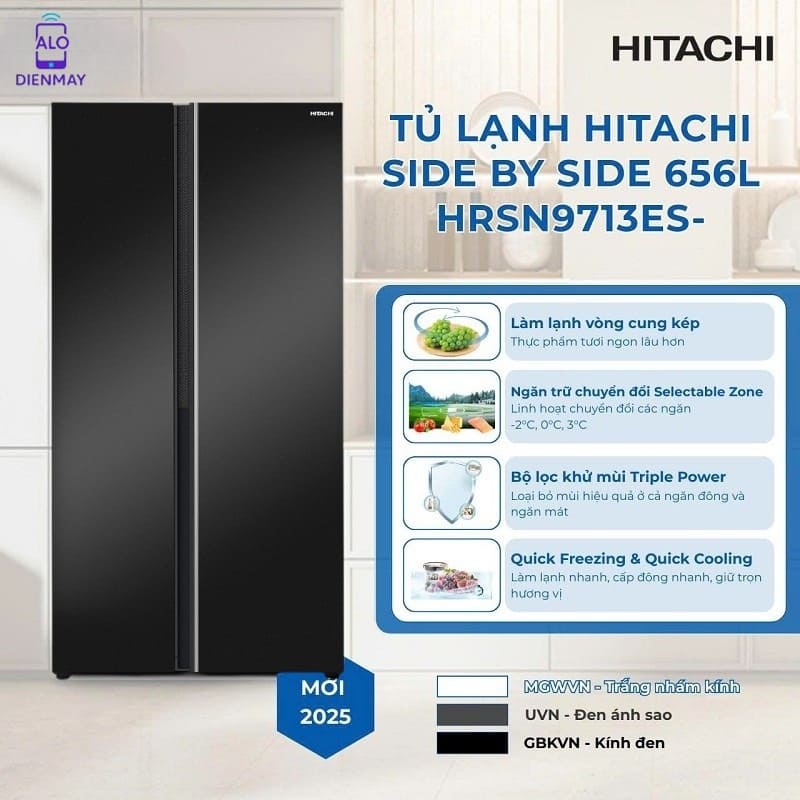 Tủ lạnh Hitachi Side by Side 2 cửa 656L HRSN9713ESUVN màu đen ánh sao - Tính năng hiện đại tối ưu