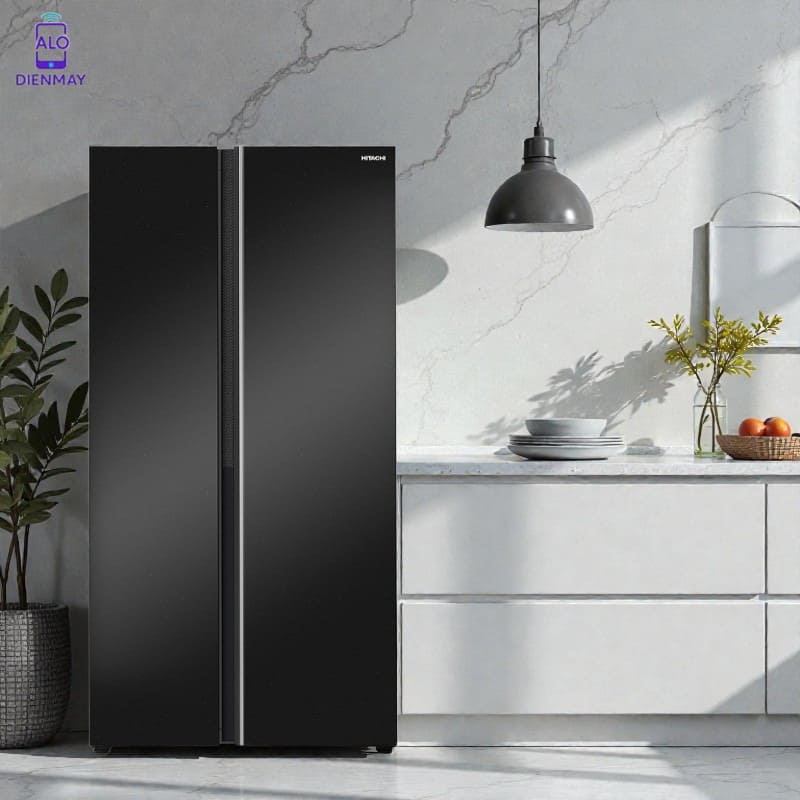 Tủ lạnh Hitachi Side by Side 2 cửa 656L HRSN9713ESUVN màu đen ánh sao, giá tốt