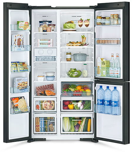 tủ lạnh side by side 3 cánh hitachi chính hãng giá tốt 590 lít R-M800PGV0 GBK