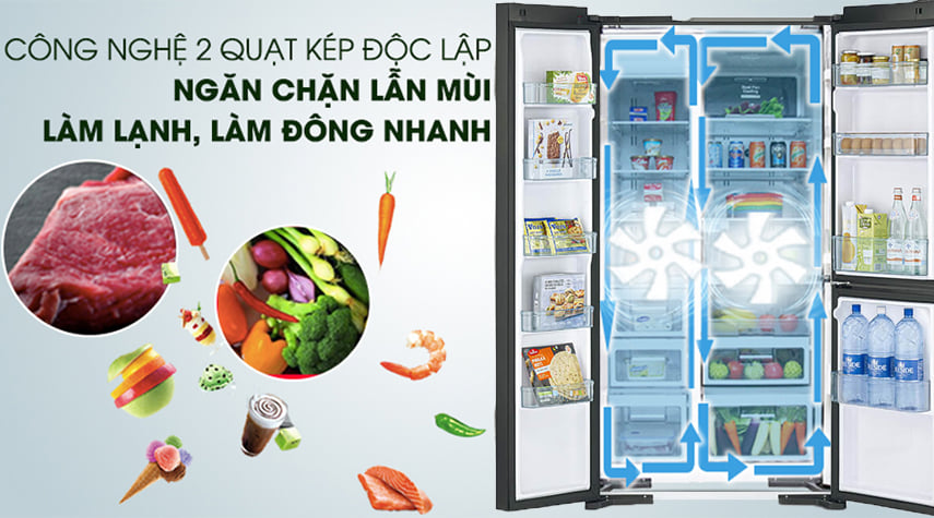 tủ lạnh side by side 3 cánh hitachi chính hãng giá tốt 590 lít R-M800PGV0 GBK