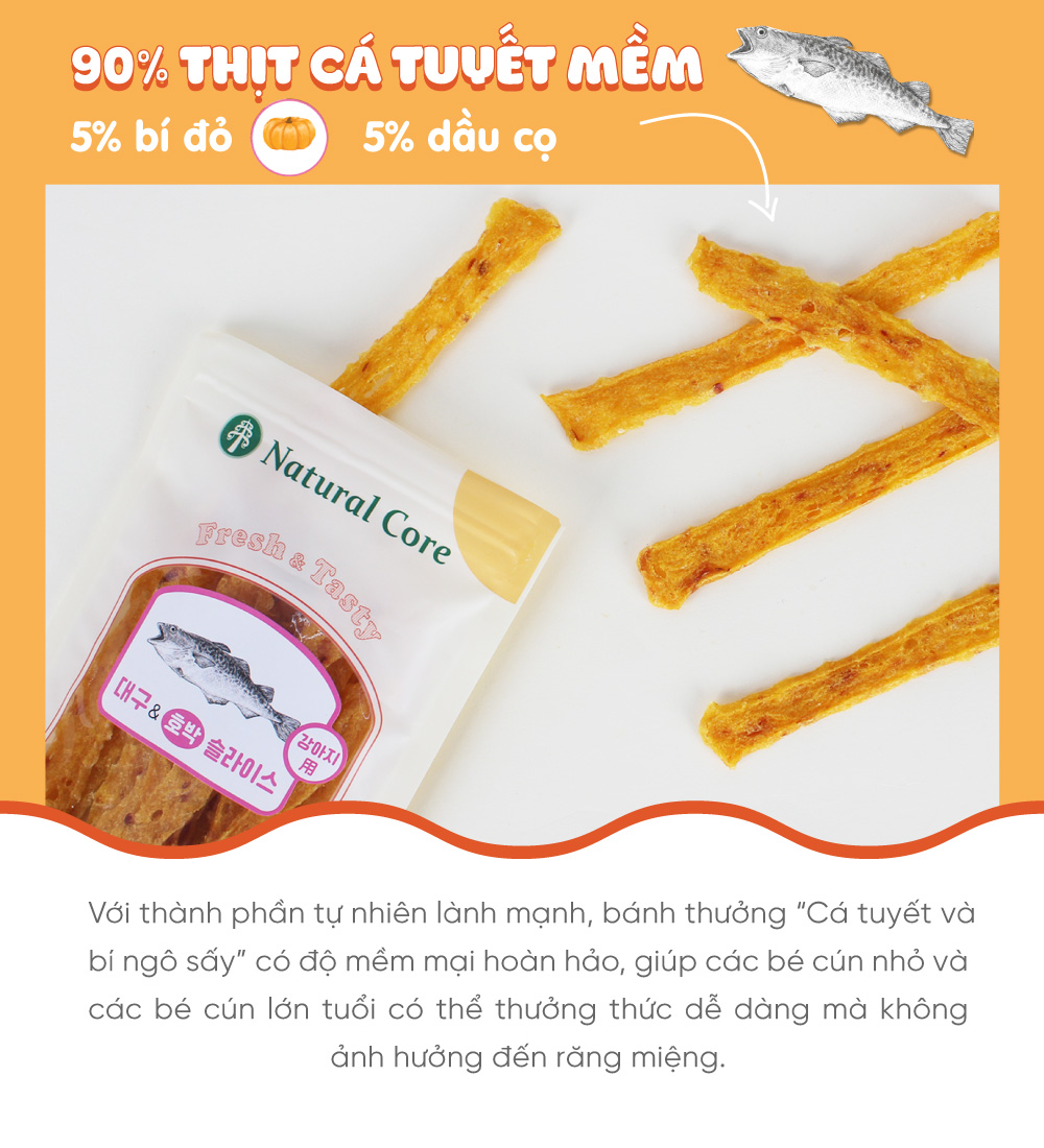 Cá tuyết và bí ngô sấy