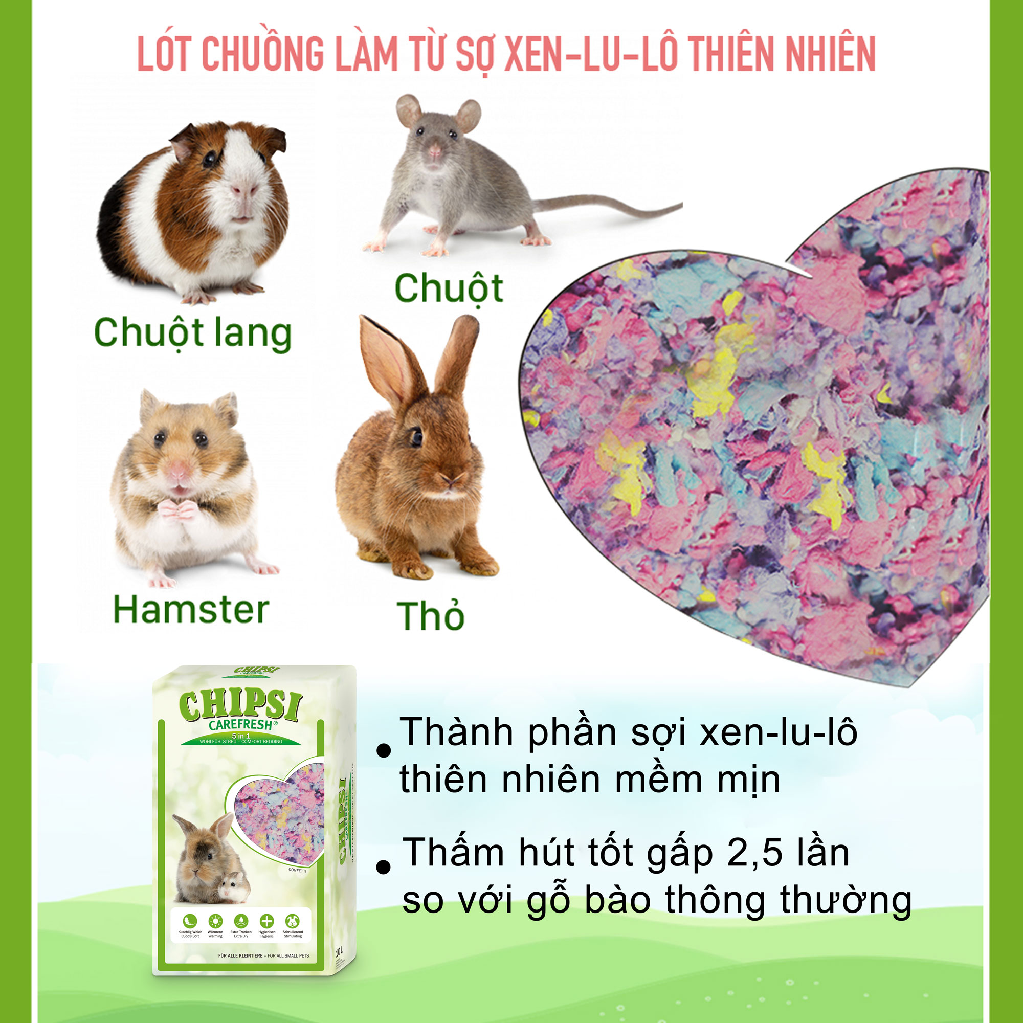 Lót chuồng cho thú nhỏ Carefresh Confetti