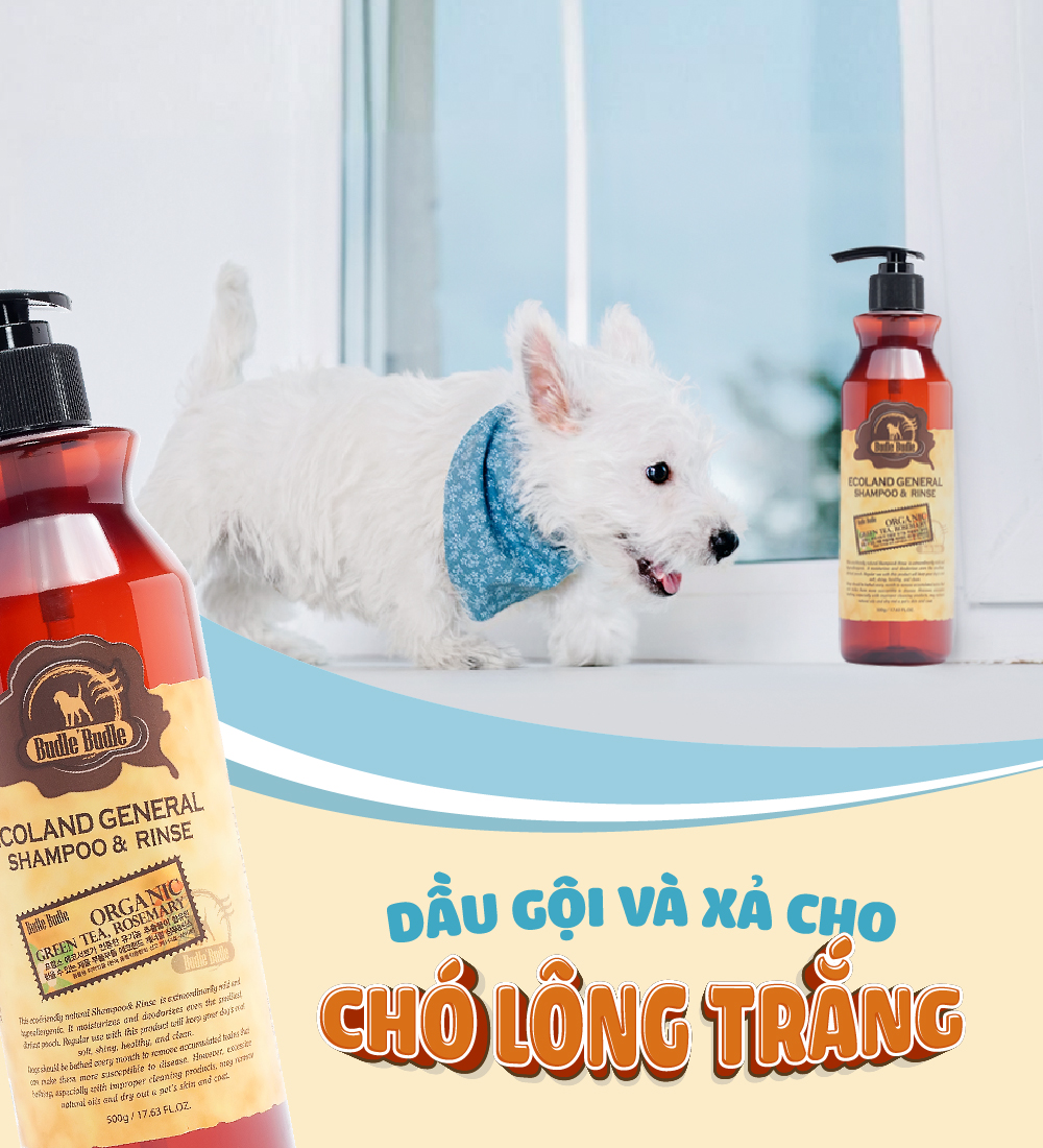 Dầu gội và xả chó lông trắng Budle'Budle