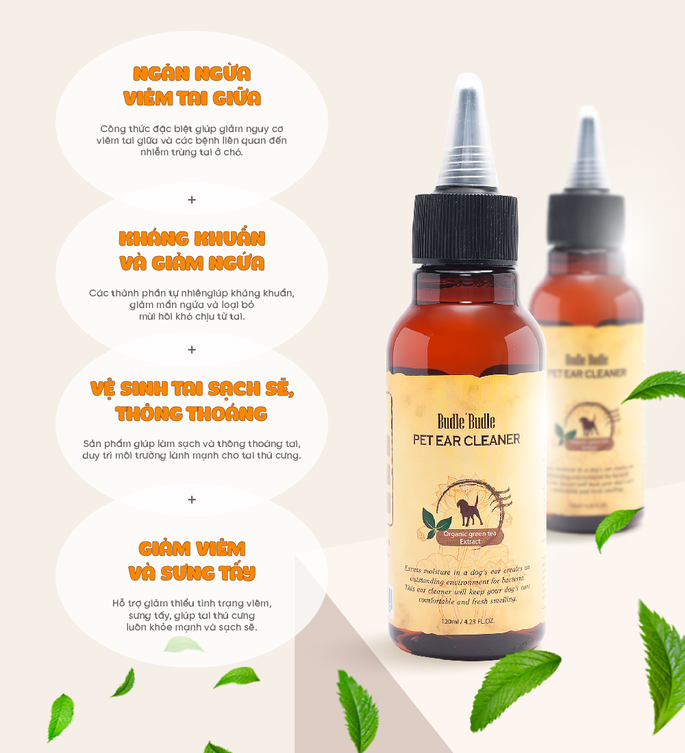 Dung dịch vệ sinh tai cho chó Budle'Budle