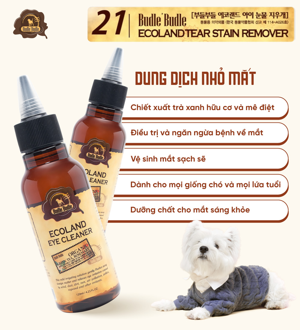 Dung dịch nhỏ mắt cho chó Budle'Budle