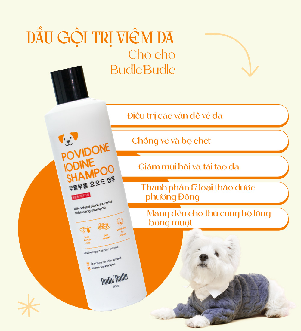 Dầu gội trị viêm da cho chó Budle'Budle