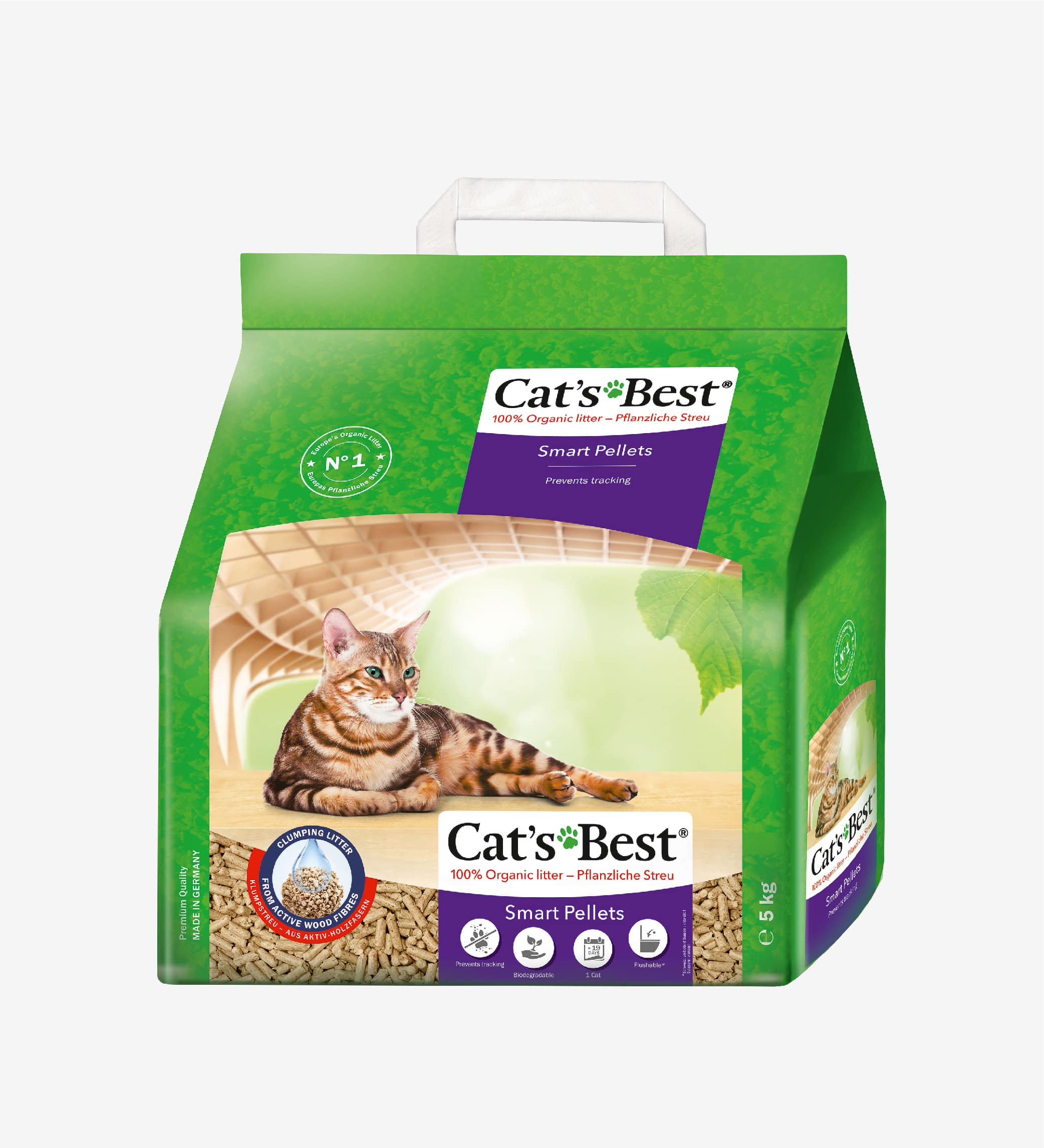 Cát vệ sinh hữu cơ vón cục cho mèo lông dài Cat’s Best Smart Pellets