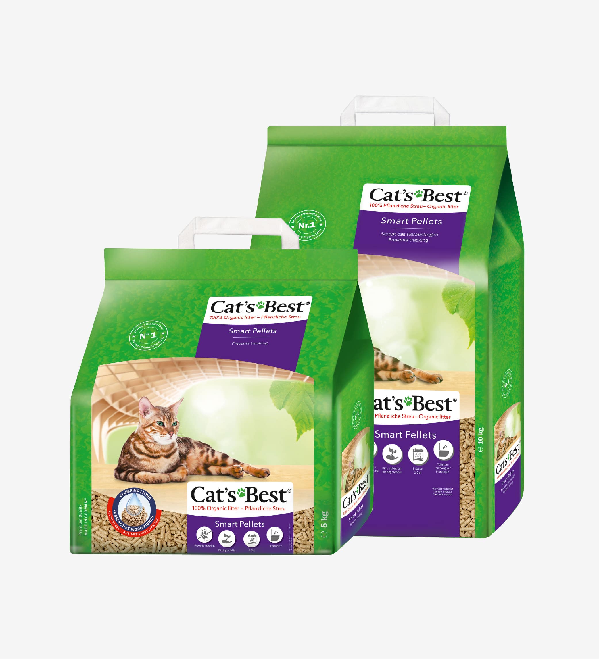 Cát vệ sinh hữu cơ vón cục cho mèo lông dài Cat’s Best Smart Pellets