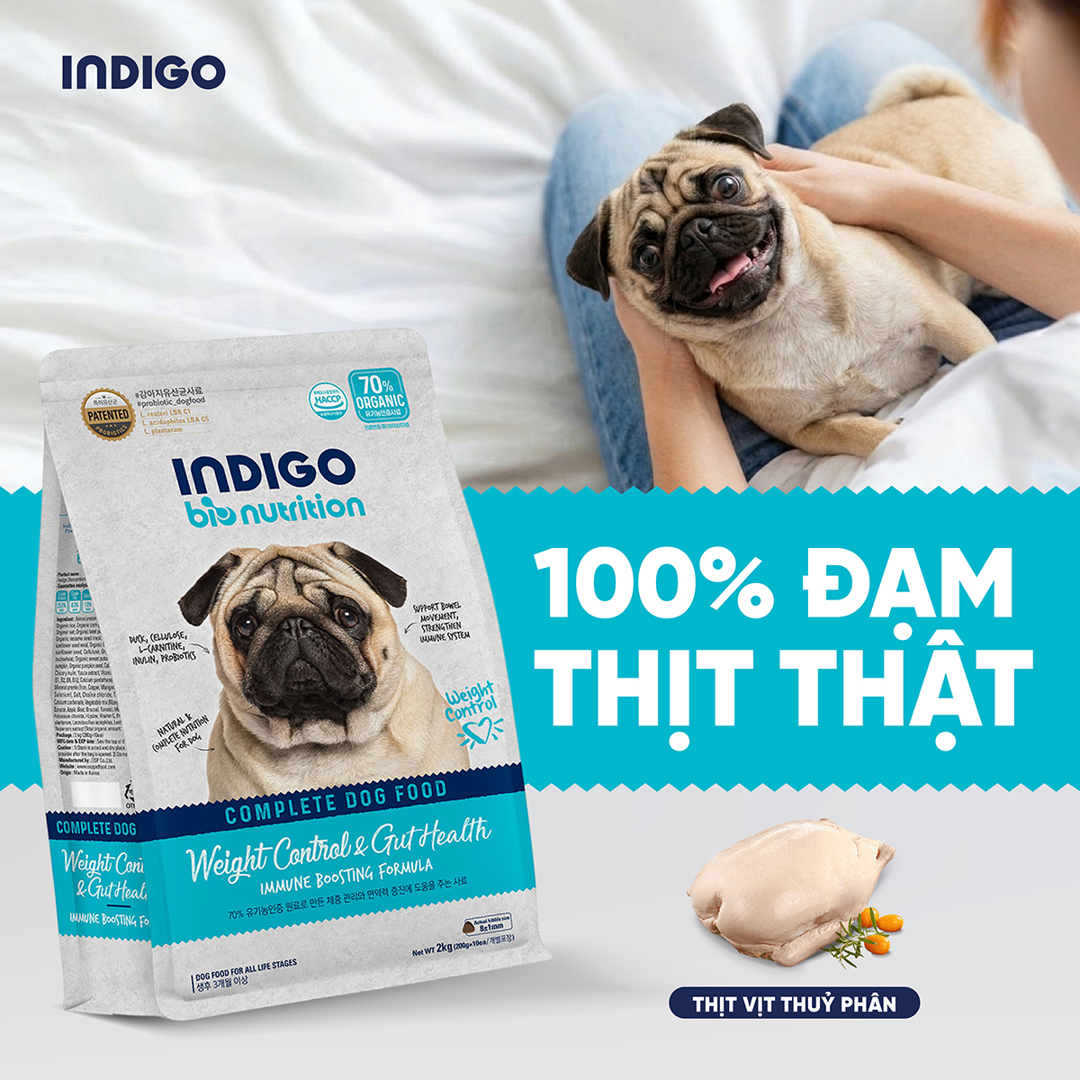 Thức ăn dinh dưỡng chức năng cho chó kiểm soát cân nặng và tăng cường sức khỏe tiêu hóa