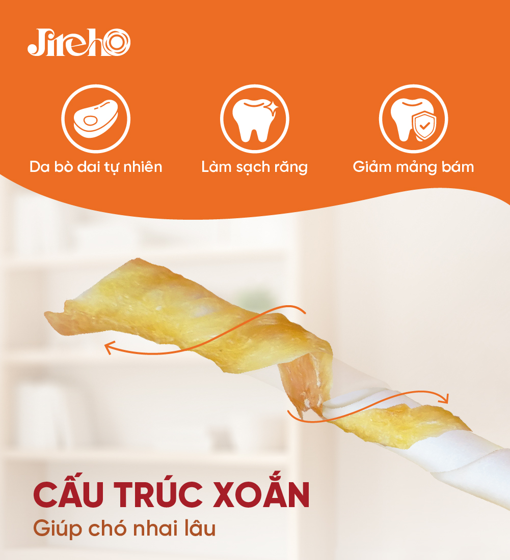 Thanh da bò xoắn quấn gà