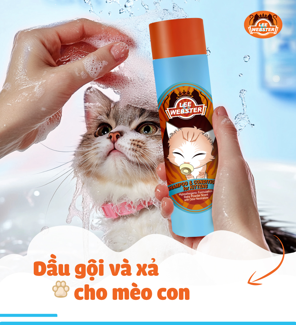 Dầu gội và xả mèo con Lee&Webster