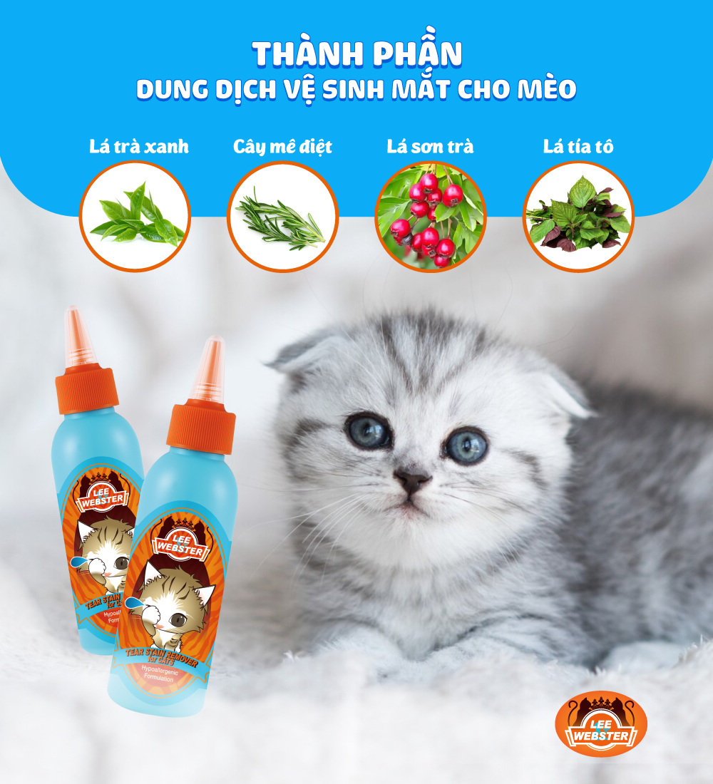 Dung dịch vệ sinh mắt cho mèo Lee&Webster