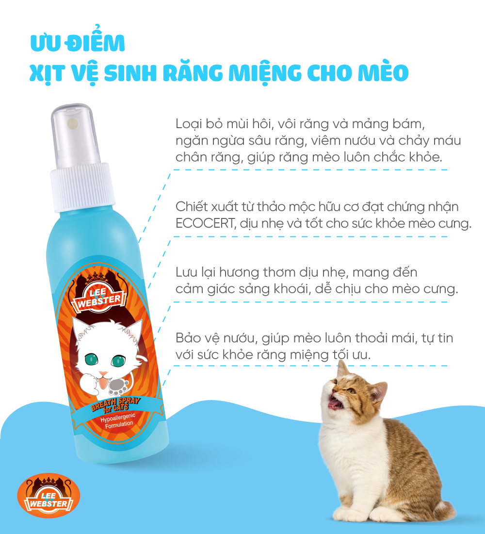 Xịt vệ sinh răng miệng cho mèo Lee&Webster