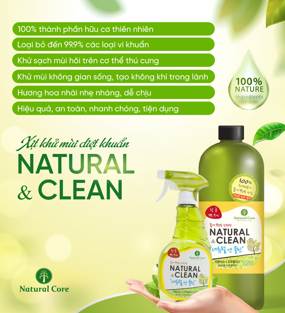 Xịt khử mùi diệt khuẩn Natural Clean