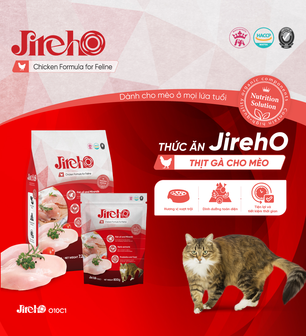 Thức ăn JirehO Thịt gà cho mèo