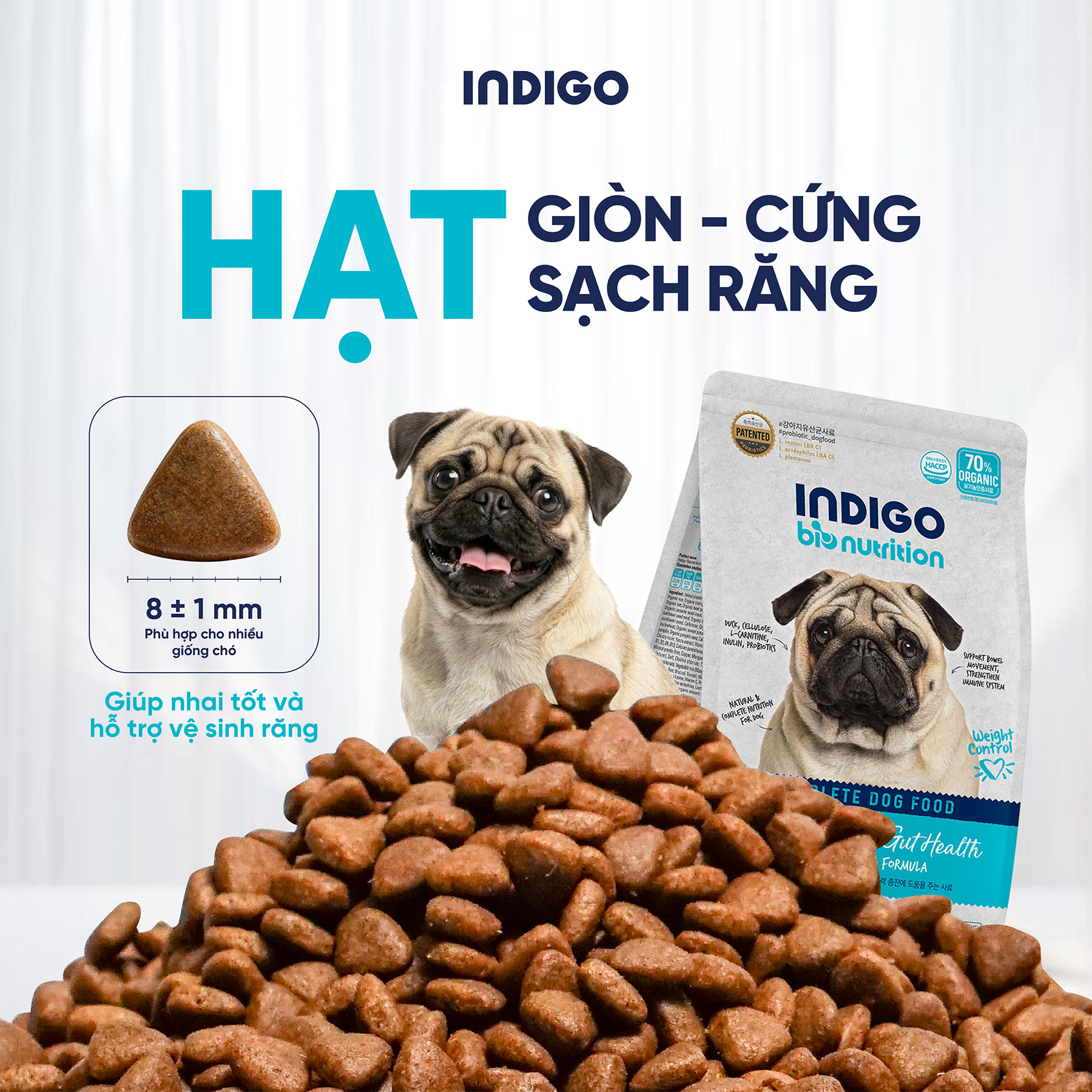 Thức ăn dinh dưỡng chức năng cho chó kiểm soát cân nặng và tăng cường sức khỏe tiêu hóa
