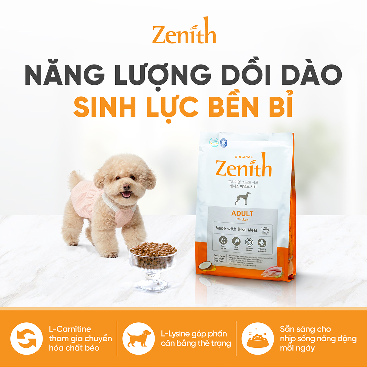 Thức ăn hạt mềm Zenith Thịt gà cho chó trưởng thành