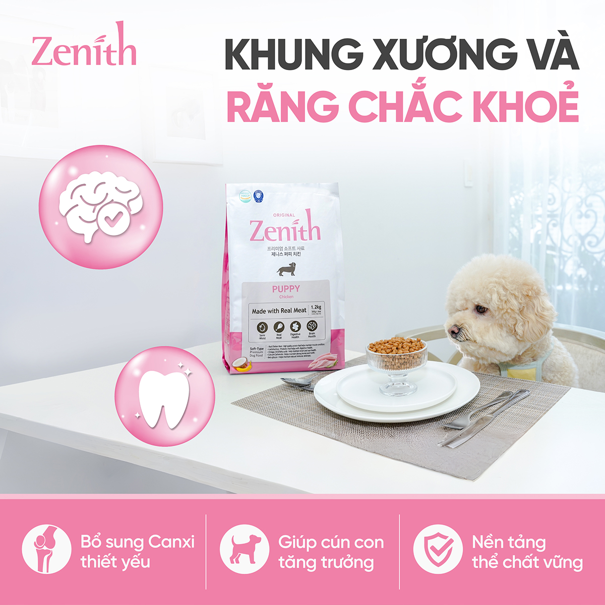 Thức ăn hạt mềm cho chó Zenith thịt gà chó con