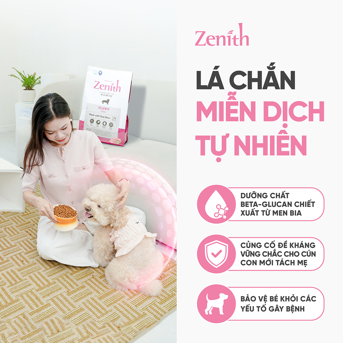 Thức ăn hạt mềm cho chó Zenith thịt gà chó con