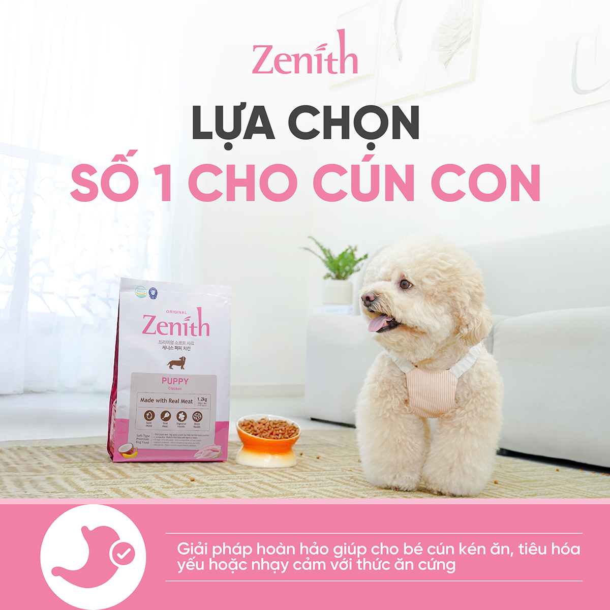 Thức ăn hạt mềm cho chó Zenith thịt gà chó con