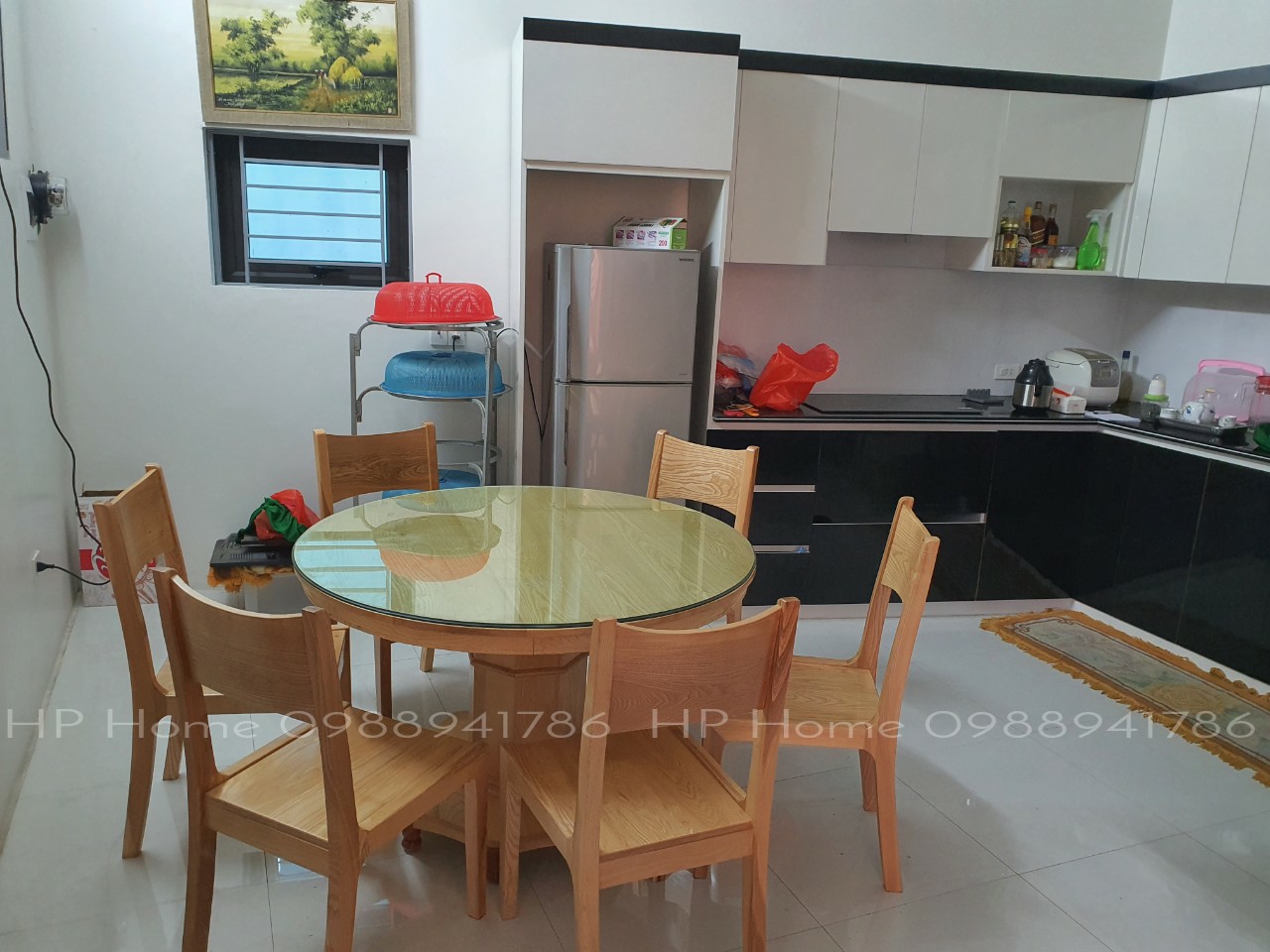 Bàn ăn tròn 6 ghế gỗ sồi