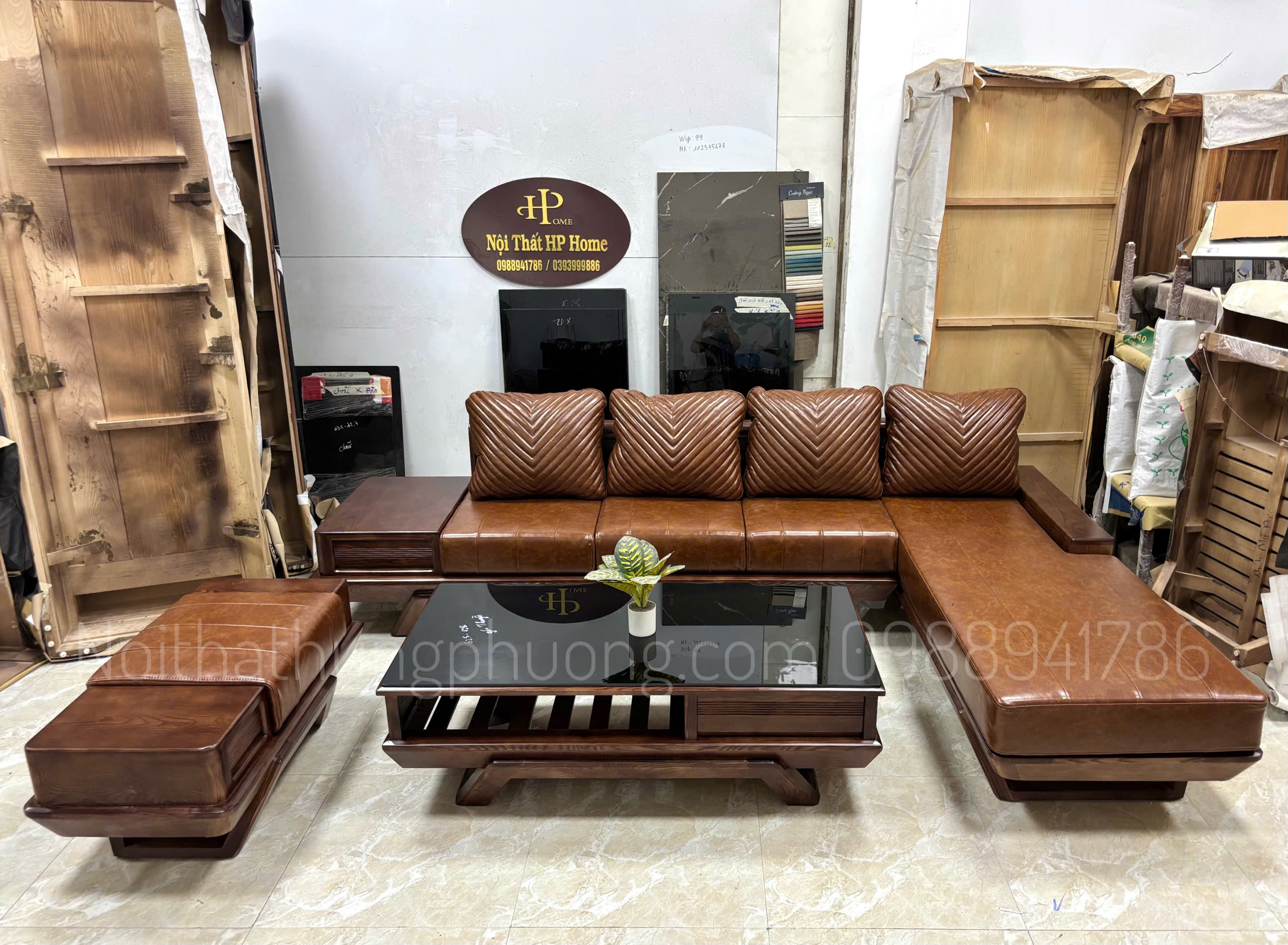 sofa góc L chân thuyền