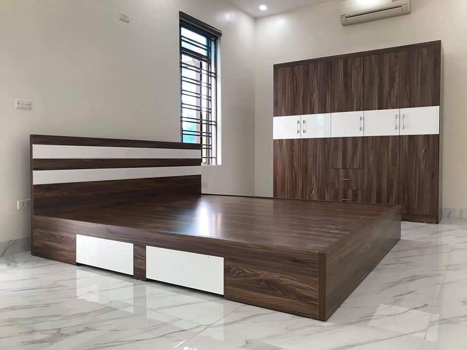 Bộ giường tủ gỗ công nghiệp