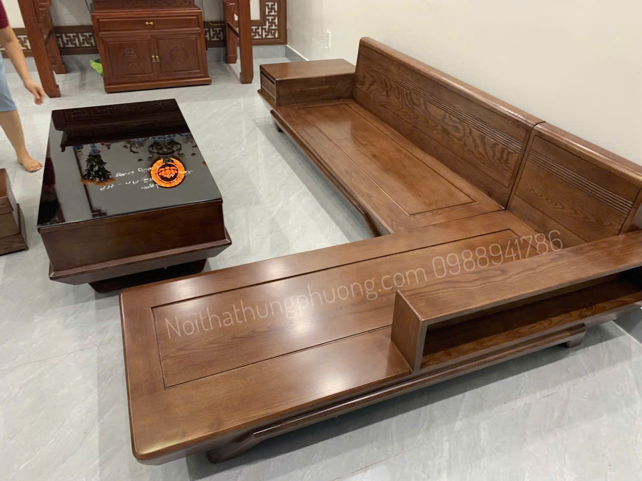 Sofa góc L chân thuyền (có đệm)
