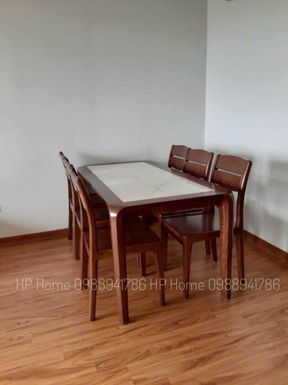 Bàn ăn 6 ghế đá trắng