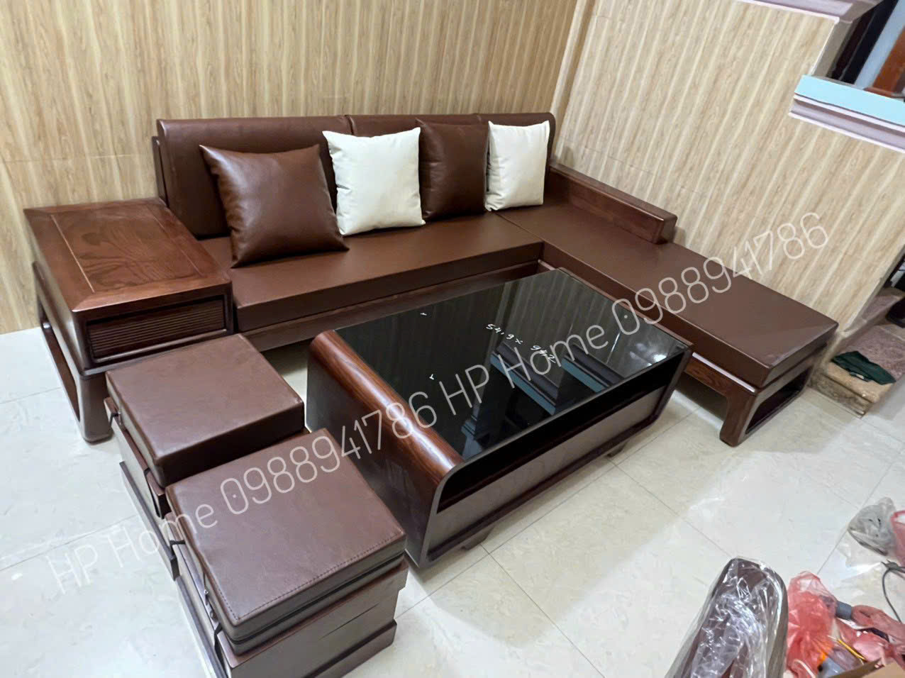 SOFA GÓC L KÈM ĐỆM