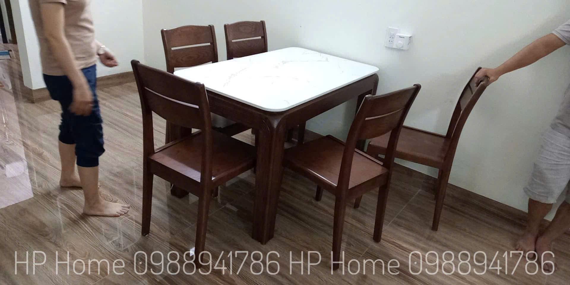 BÀN ĂN ĐÁ TRẮNG 5 GHẾ