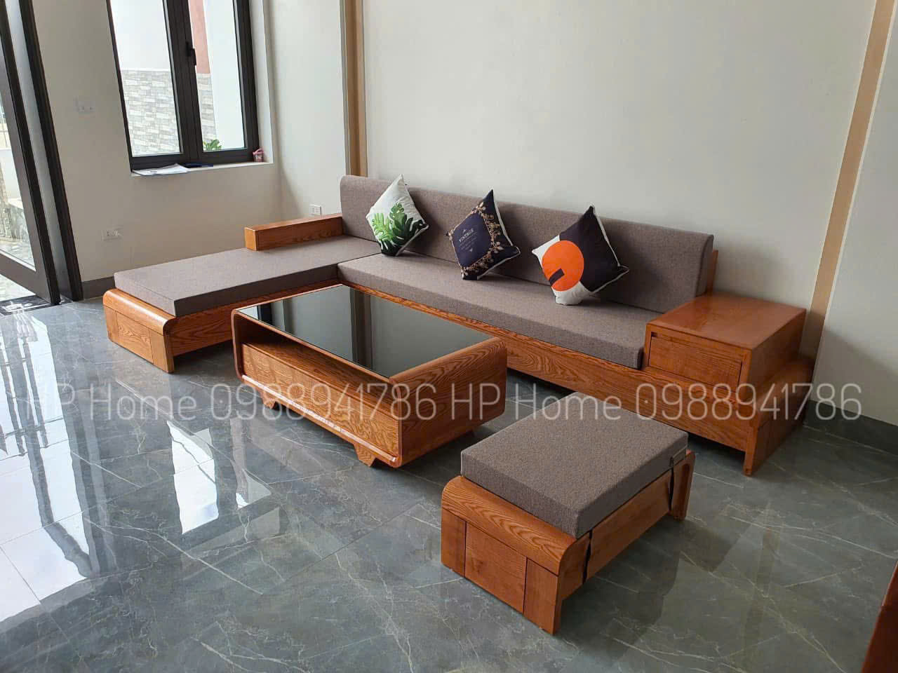 SOFA GÓC L CHÂN UỐN ( MÀU CÁNH GIÁN )