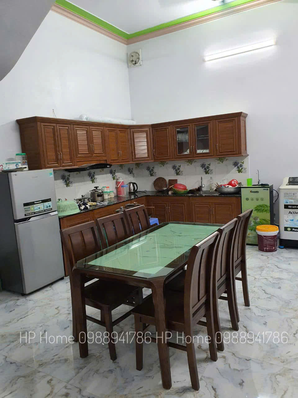 BÀN ĂN 6 GHẾ MẶT ĐÁ+ KÍNH