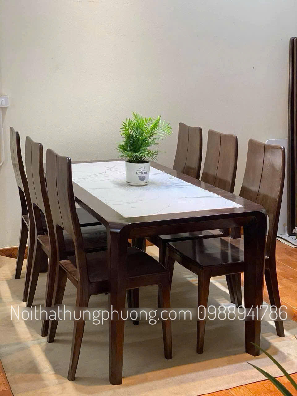 BÀN ĂN MẶT ĐÁ 6 GHẾ