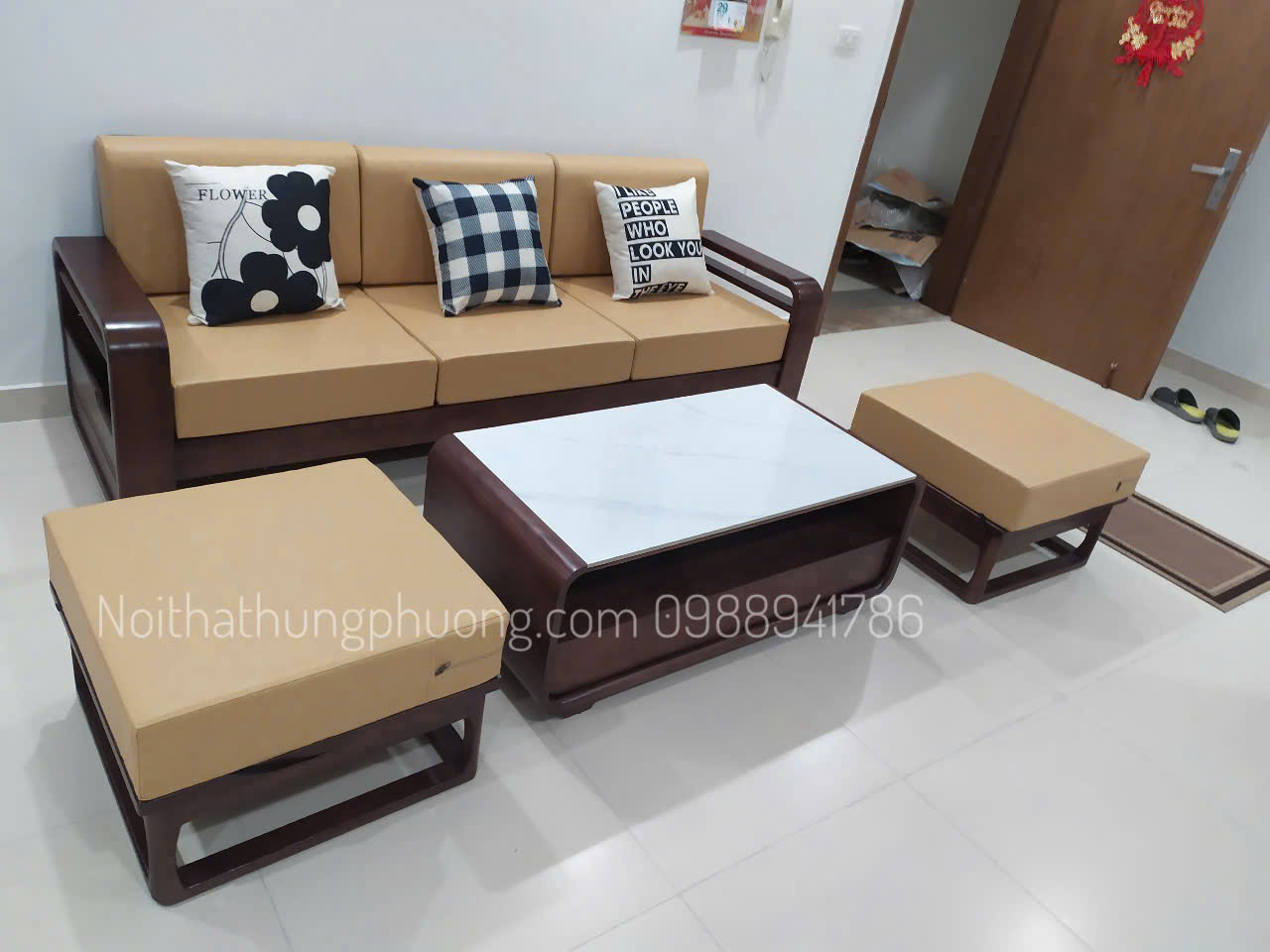 SOFA NAN TAY VÒNG + 2 ĐÔN VUÔNG
