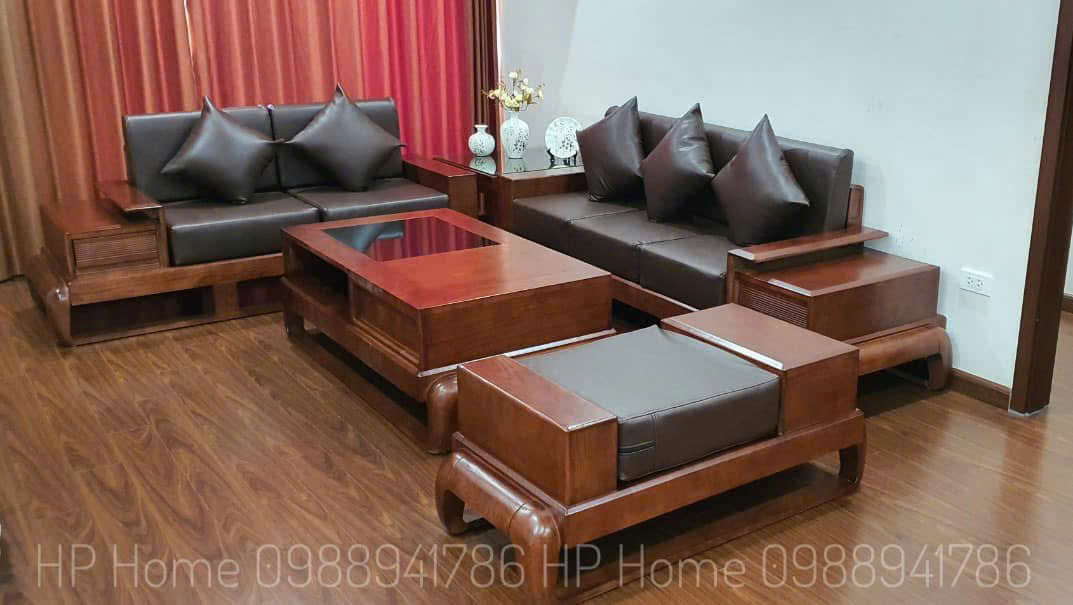 SOFA 2 VĂNG ĐÙI GÀ + ĐỆM GỐI DA